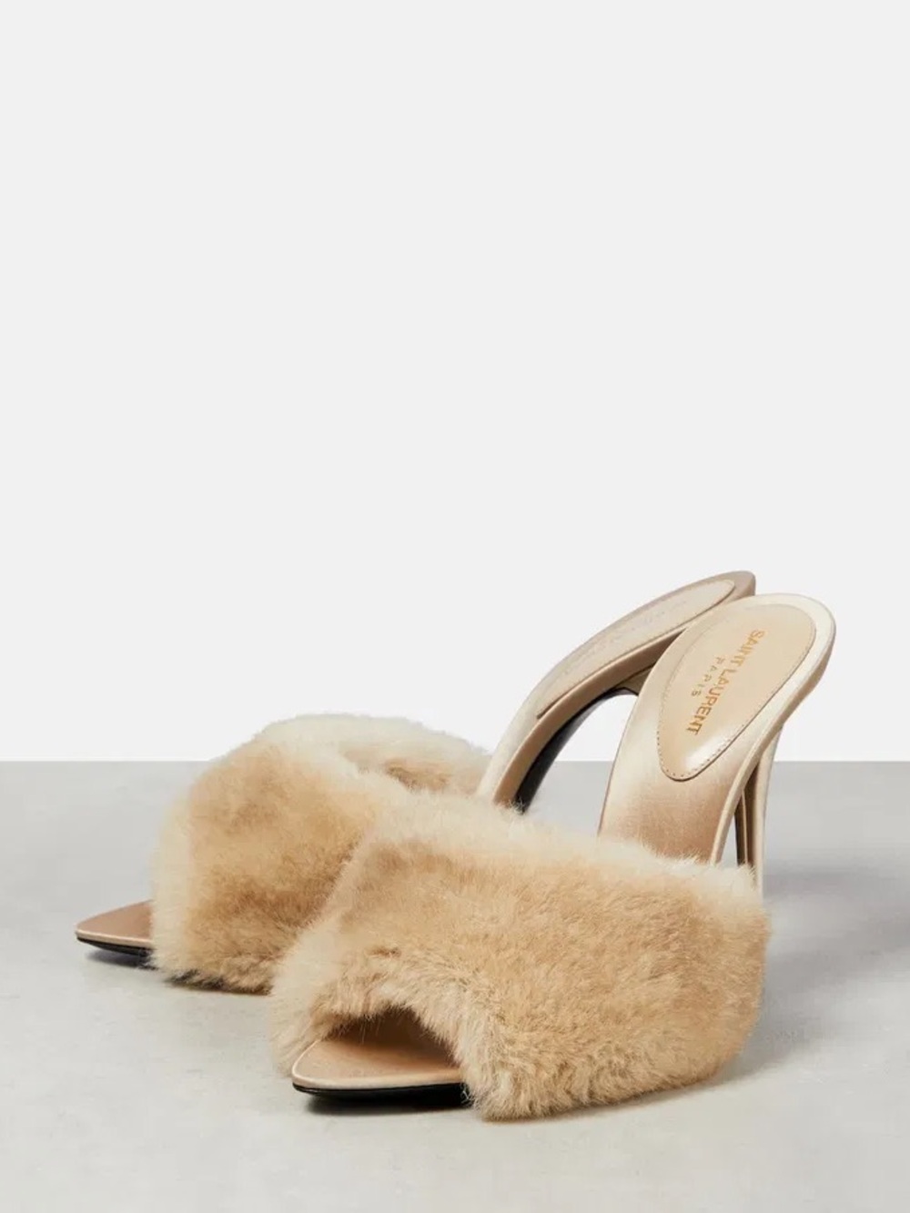 Saint Laurent La 16 Faux Fur mules